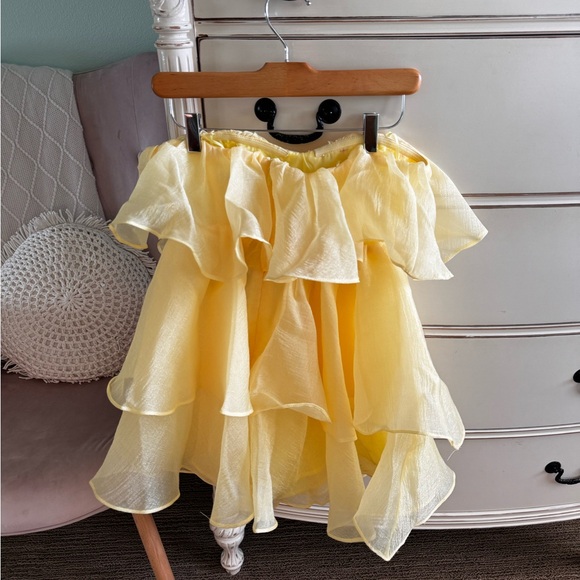 Yellow Ruffle Mini Dress - Picture 4 of 5